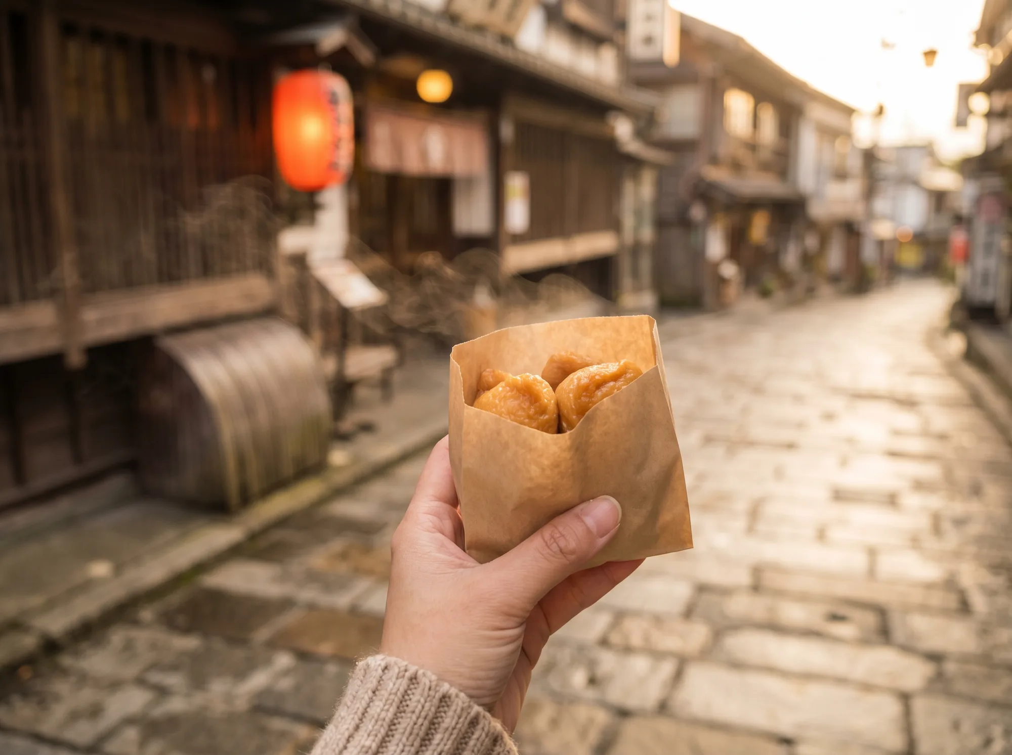 伊香保温泉の石段での食べ歩き